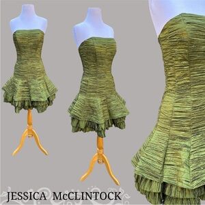 Vintage Jessica McClintock Green Strapless cocktail dress sz. 2